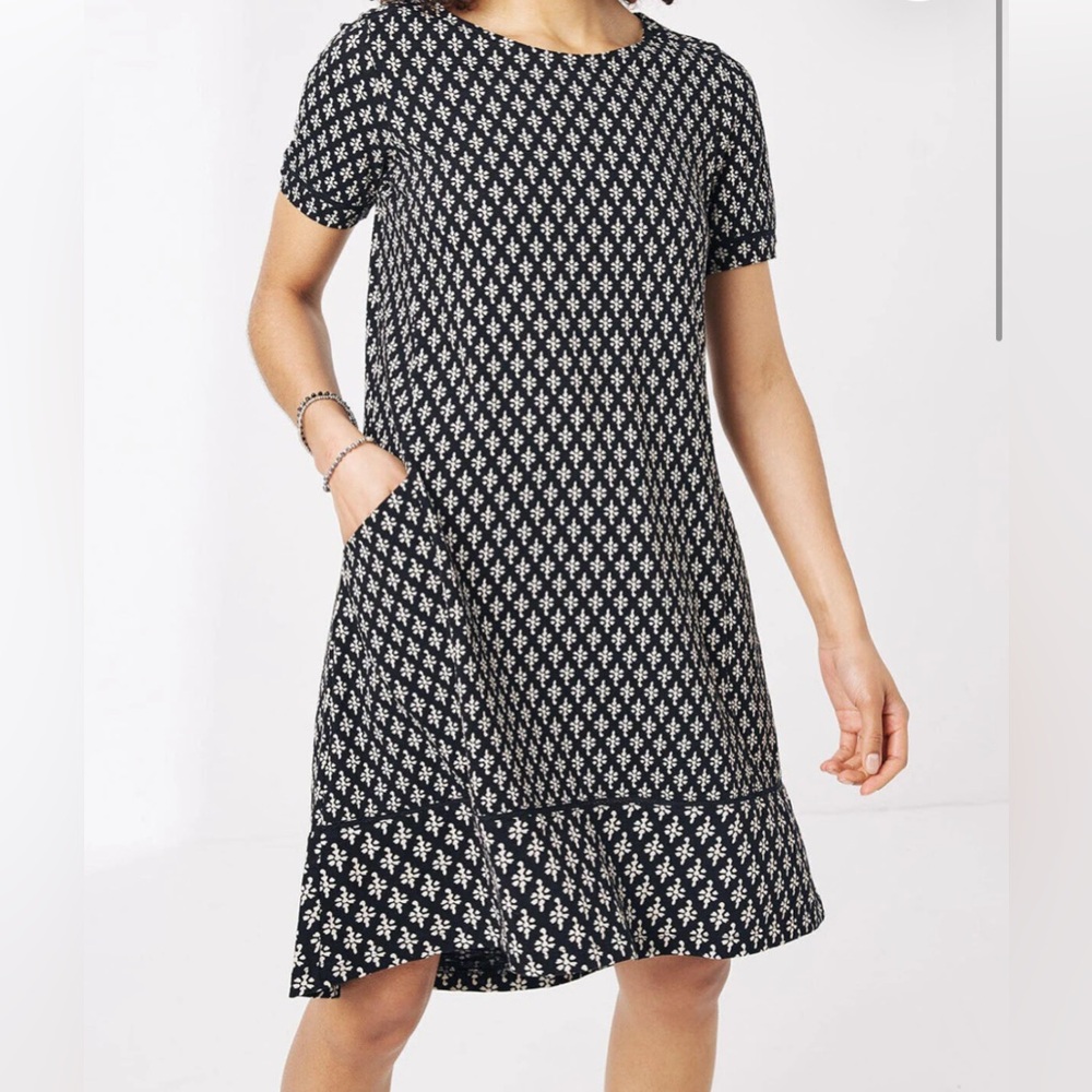 {Fat Face}-Size 10 Long-Black Simone Dress Ethnic Floral Jersey